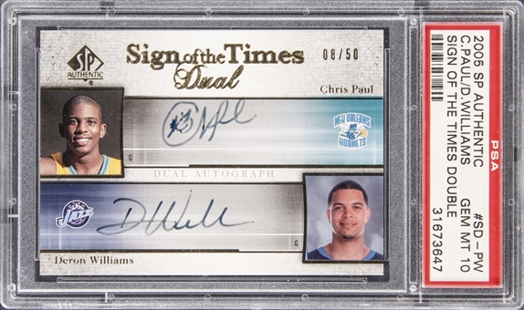2005 Upper Deck SP Authentic "Sign of the Times Double" #SD-PW Chris Paul/Deron Williams Dual Signed Card (#8/50) - PSA GEM MT 10